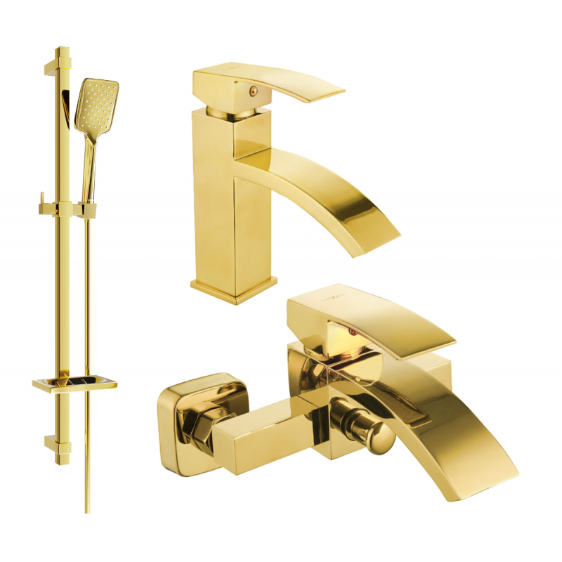 Mexen Libra DQ62 комплект за вана, златен - 745103DQ62-50
