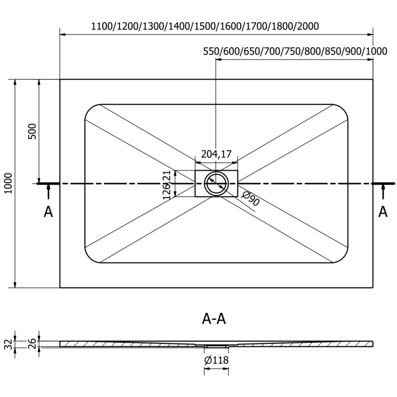 Mexen Hugo правоъгълно корито SMC 200 x 100 cm, черно, черна капачка - 42701020-B