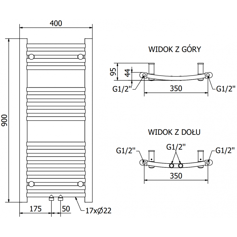 Mexen Ares електрически радиатор 900 x 400 мм, 300 W, черен - W102-0900-400-2300-70