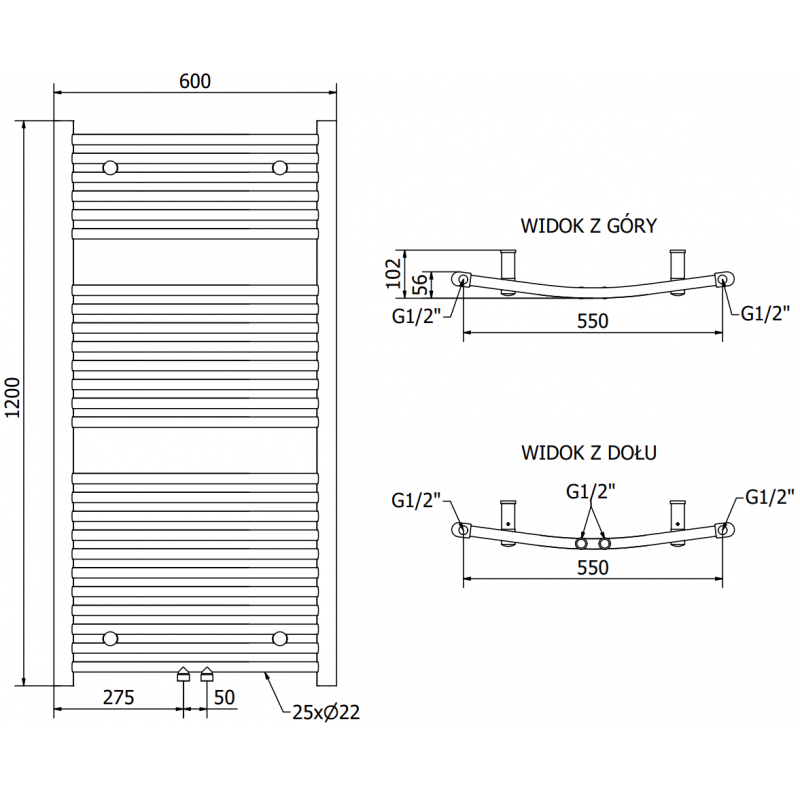 Mexen Ares електрически радиатор 1200 x 600 mm, 600 W, бял - W102-1200-600-2600-20