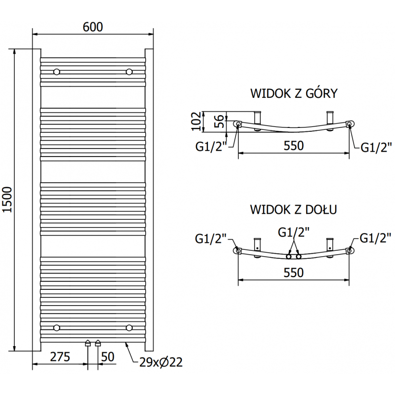 Mexen Ares електрически радиатор 1500 x 600 мм, 900 W, бял - W102-1500-600-2900-20