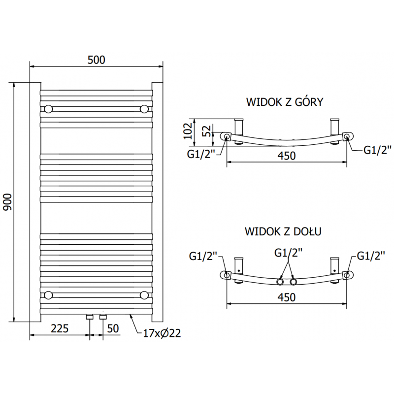 Mexen Ares електрически радиатор 900 x 500 мм, 400 W, черен - W102-0900-500-6400-70