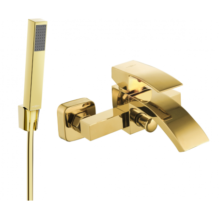 Mexen Libra R77 смесител за вана с душ комплект, златен - 74513R77-50