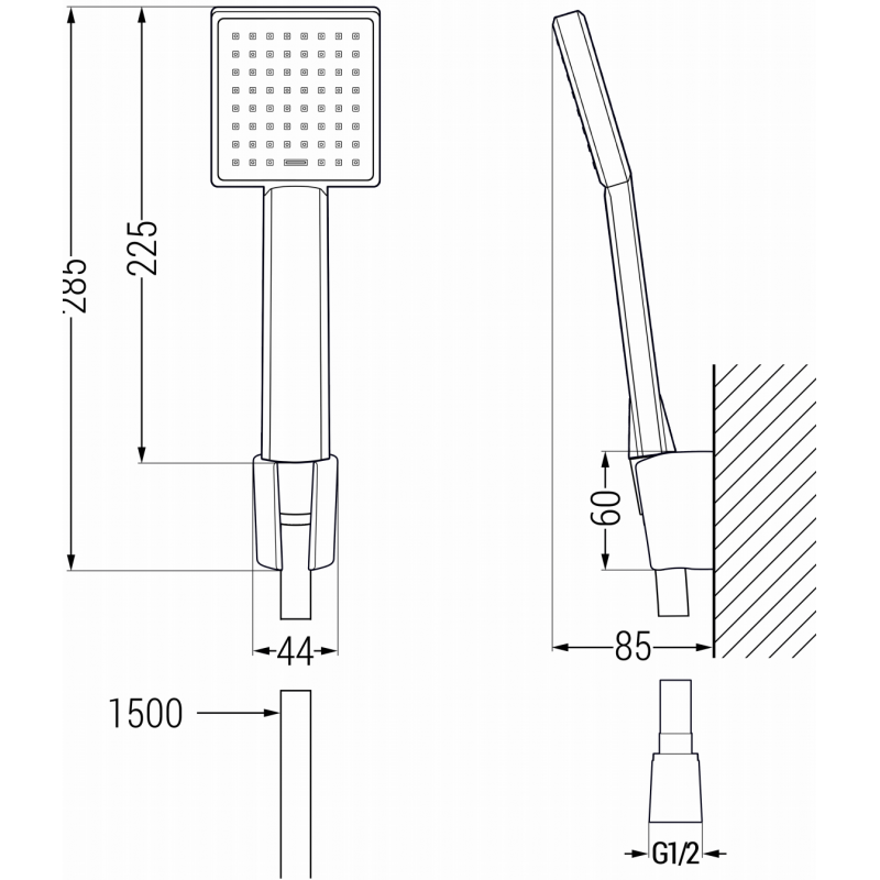 Mexen Libra R45 батерия за вана с душ комплект, черна - 74513R45-70