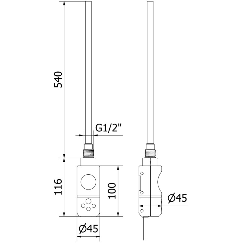 Mexen Ceres електрически радиатор 1200 x 500 мм, 600 W, черен - W111-1200-500-2600-70