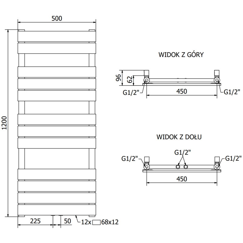 Mexen Ceres електрически радиатор 1200 x 500 мм, 600 W, черен - W111-1200-500-2600-70