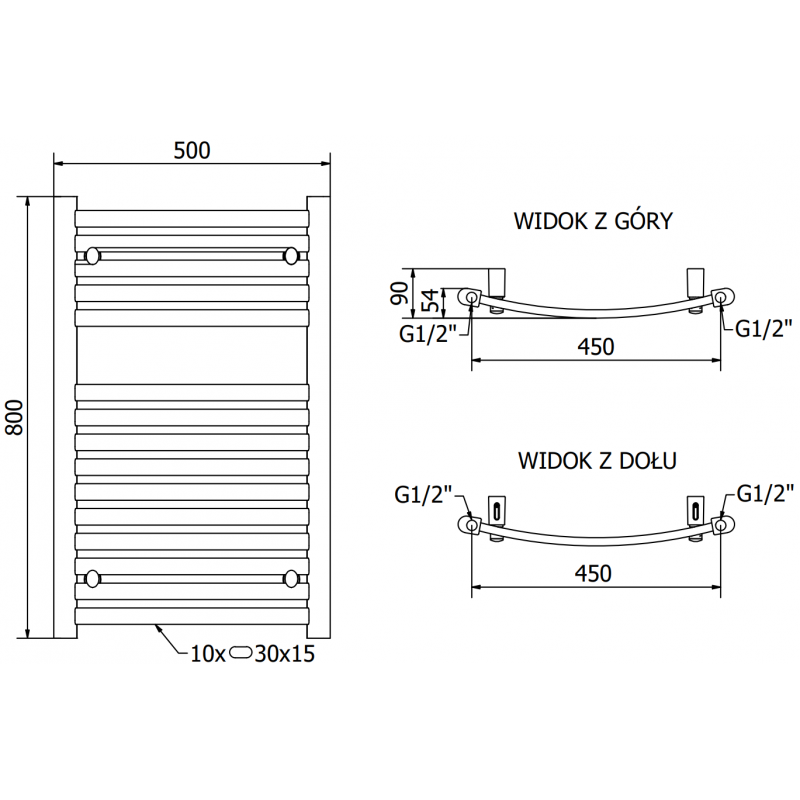 Mexen Helios електрически радиатор 800 x 500 mm, 300 W, хром - W103-0800-500-2300-01