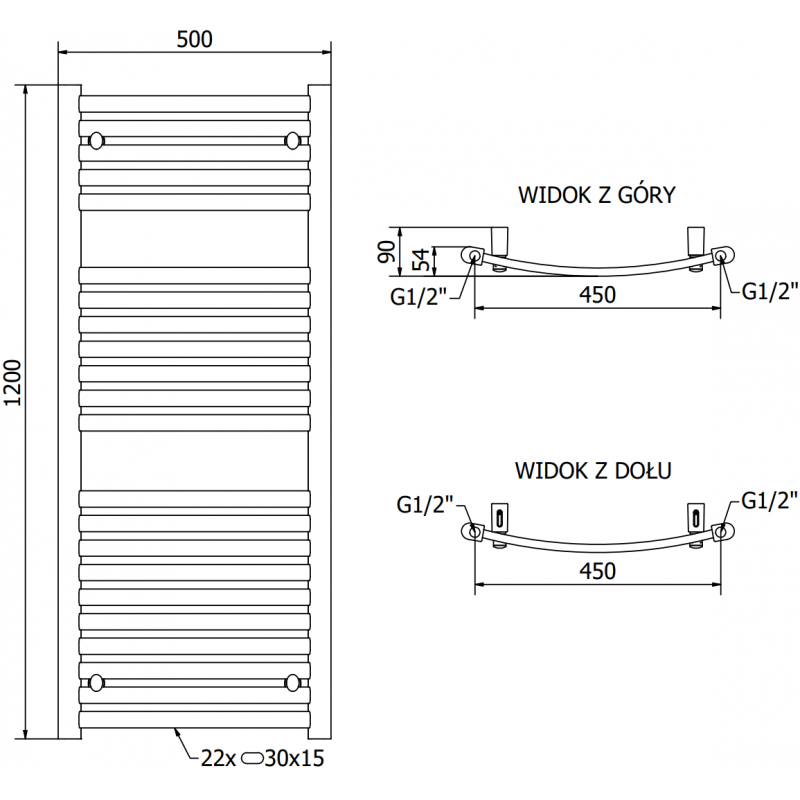 Mexen Helios електрически радиатор 1200 x 500 mm, 600 W, черен - W103-1200-500-2600-70