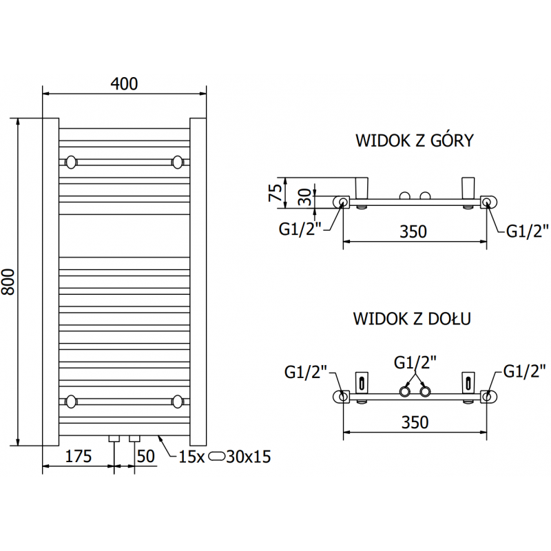 Mexen Hades електрически радиатор 800 x 400 мм, 300 W, черен - W104-0800-400-2300-70