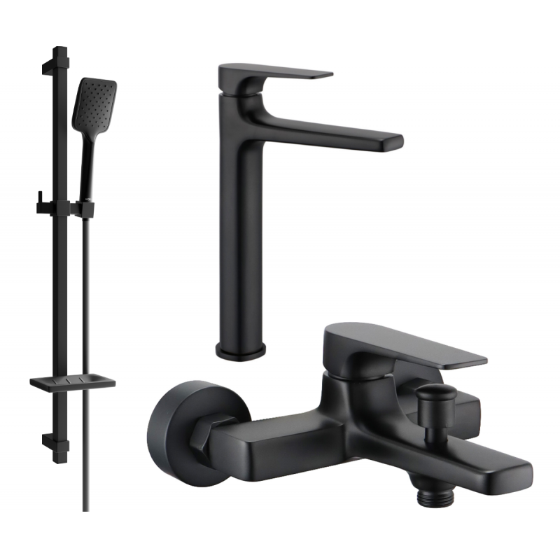 Mexen Lynx DQ62 комплект за баня, черен - 745913DQ62-70