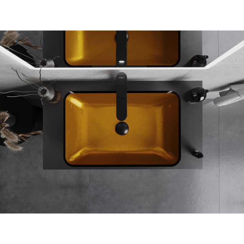 Mexen Megan стъклена мивка за плот 56 x 36 см, златна - 24135650