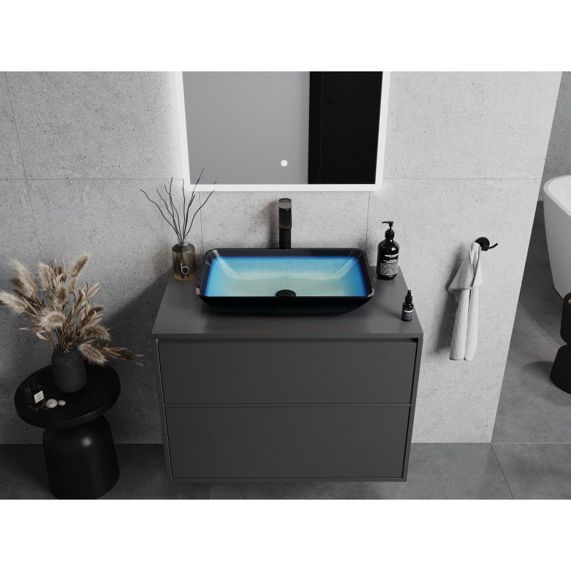 Mexen Megan стъклена умивалник за плот 56 x 36 cm, син - 24135647