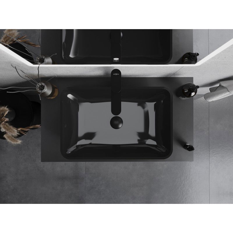 Mexen Megan стъклена мивка за плот 56 x 36 см, черна - 24135670