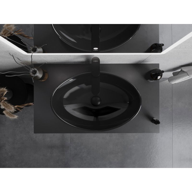 Mexen Sonia стъклена умивалник за плот 54 x 37 см, черна - 24145470