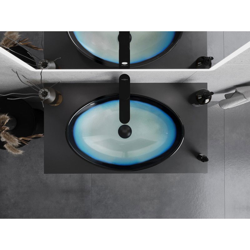 Mexen Sonia стъклена мивка за плот 54 x 37 см, синя - 24145447