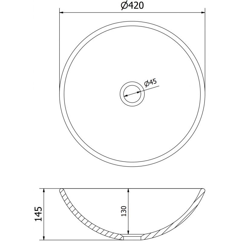 Mexen Mira стъклена мивка за монтаж върху плот 42 x 42 см, златна - 24124250