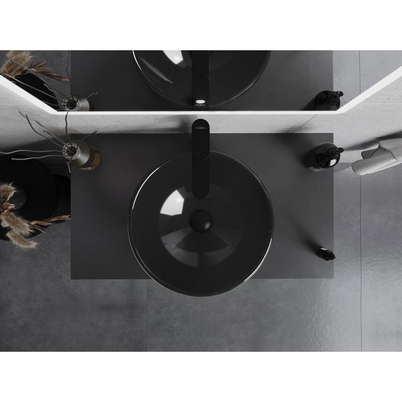 Mexen Mira стъклена умивалник за монтаж върху плот 42 x 42 см, черен - 24124270