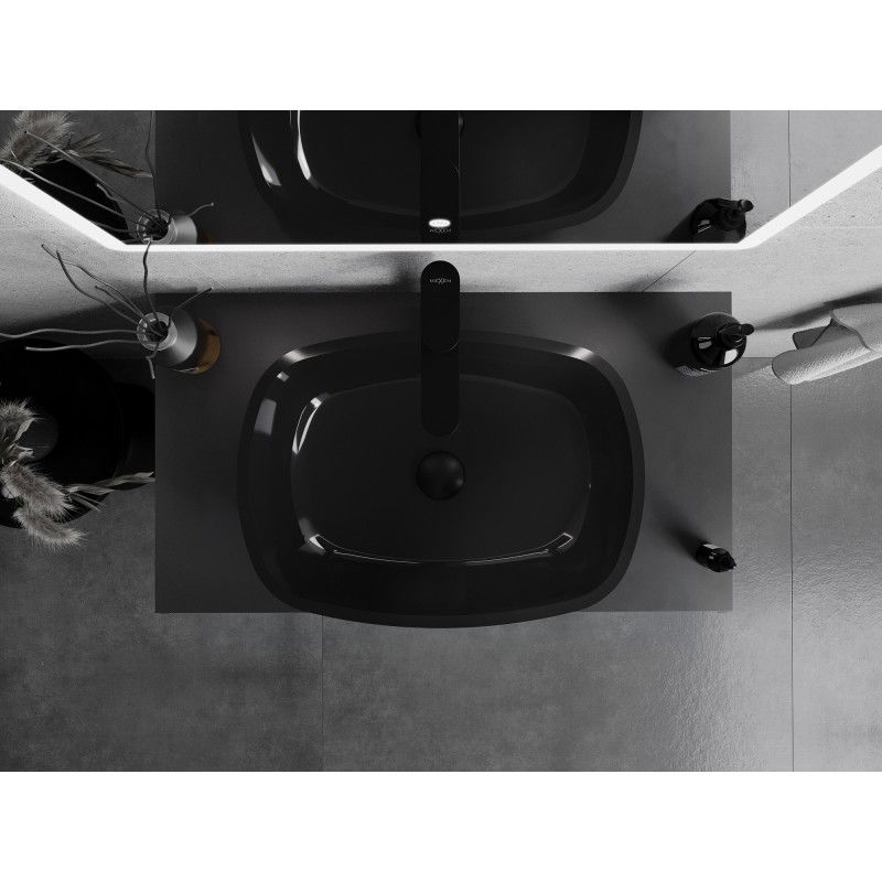 Mexen Araks стъклена умивалник за плот 54 x 39 cm, черна - 24155470