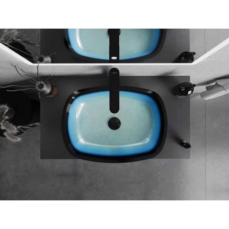 Mexen Araks стъклена мивка над плот 54 x 39 см, синя - 24155447