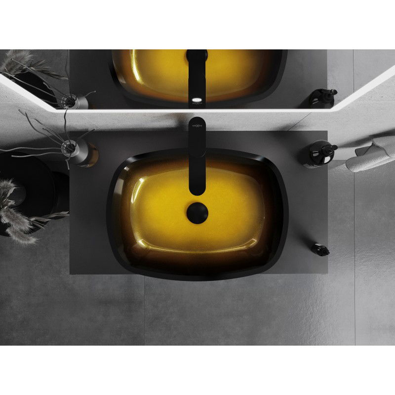 Mexen Araks стъклена мивка върху плот 54 x 39 cm, тъмно златно - 24155451