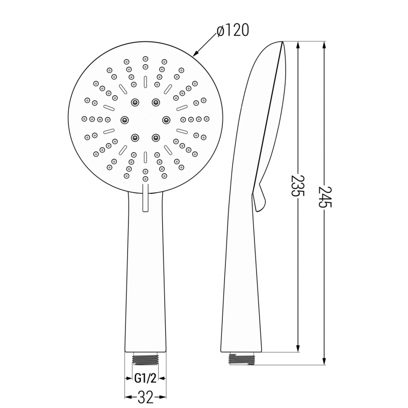 Mexen R-67 ръкохватка за душ с 3 функции, черна - 79567-70