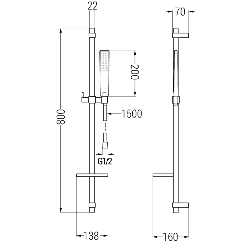 Mexen Lynx DQ72 душ батерия с душ комплект, хром - 74594DQ72-00