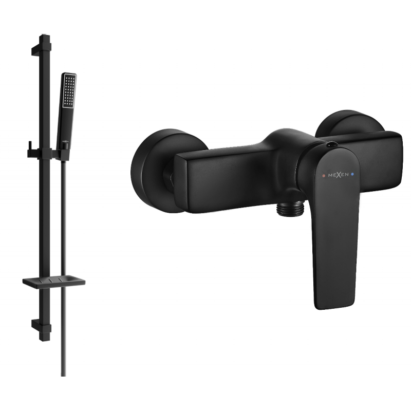 Mexen Lynx DQ72 батерия за душ с душ комплект, черна - 74594DQ72-70