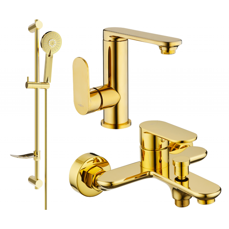 Mexen Milo DF40 златен комплект за вана - 713053DF40-50
