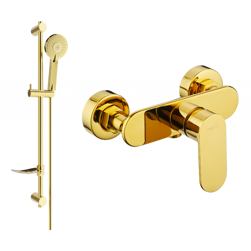 Mexen Milo DF40 душ батерия с душ комплект, златна - 7134R40-50
