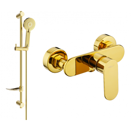 Mexen Milo DF40 душ батерия с душ комплект, златна - 7134R40-50