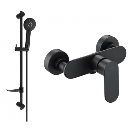 Mexen Milo DF40 душ батерия с душ комплект, черна - 7134R40-70