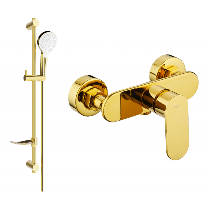 Mexen Milo DF05 душ батерия с душ комплект, златен - 7134R05-50
