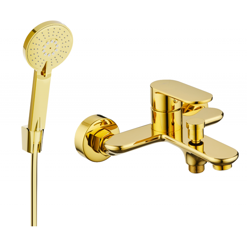 Mexen Milo R40 смесител за вана със душ комплект, златен - 7133R40-50
