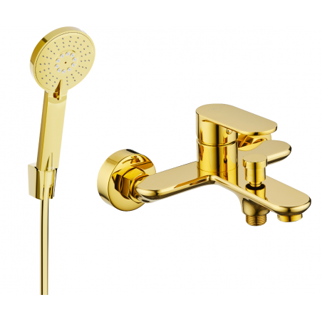 Mexen Milo R40 смесител за вана със душ комплект, златен - 7133R40-50