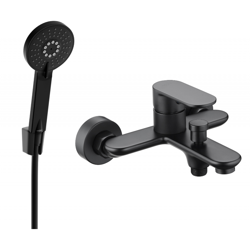 Mexen Milo R40 батерия за вана със сет за душ, черна - 7133R40-70