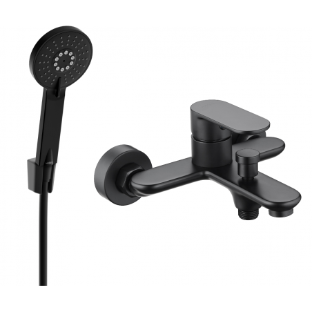 Mexen Milo R40 батерия за вана със сет за душ, черна - 7133R40-70