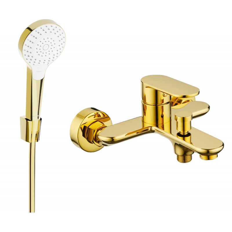Mexen Milo R05 батерия за вана със душ комплект, златна - 7133R05-50