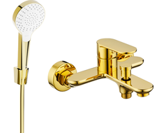 Mexen Milo R05 батерия за вана със душ комплект, златна - 7133R05-50