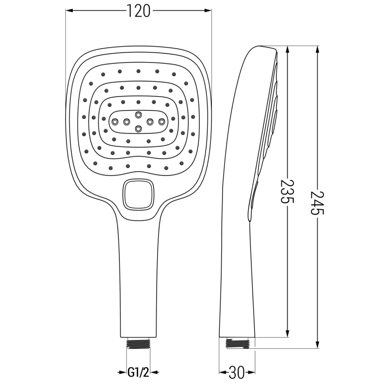 Mexen R-17 черна 3-функционална душ-глава - 79517-70
