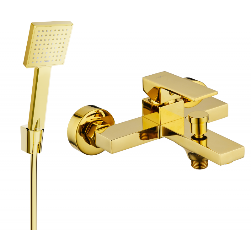 Mexen Uno R45 вана батерия с душ комплект, златна - 7143R45-50