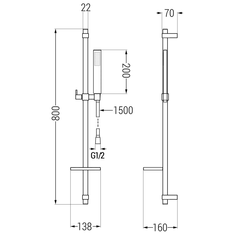 Mexen Zero DQ02 комплект душ, хром - 71104DQ02-00