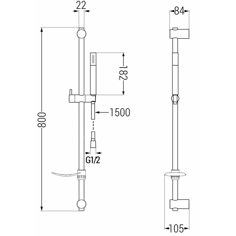 Mexen Zero DF70 комплект за душ, черен - 71114DF70-70