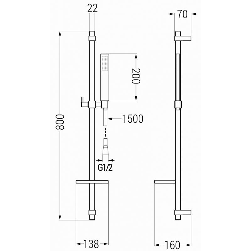 Mexen Zero DQ02 душ комплект, черен - 71114DQ02-70