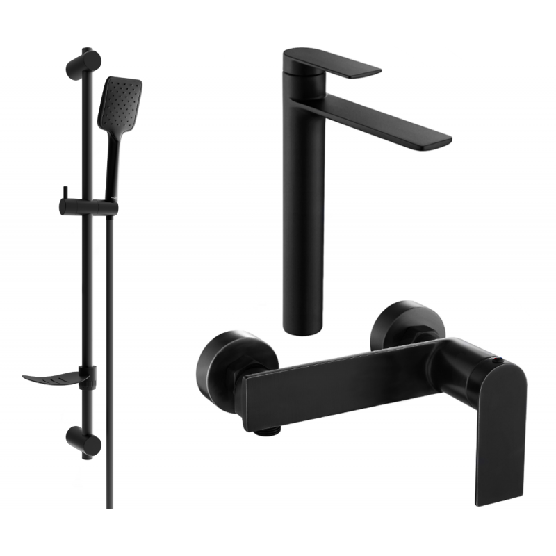 Mexen Zero DF62 душ комплект, черен - 71114DF62-70