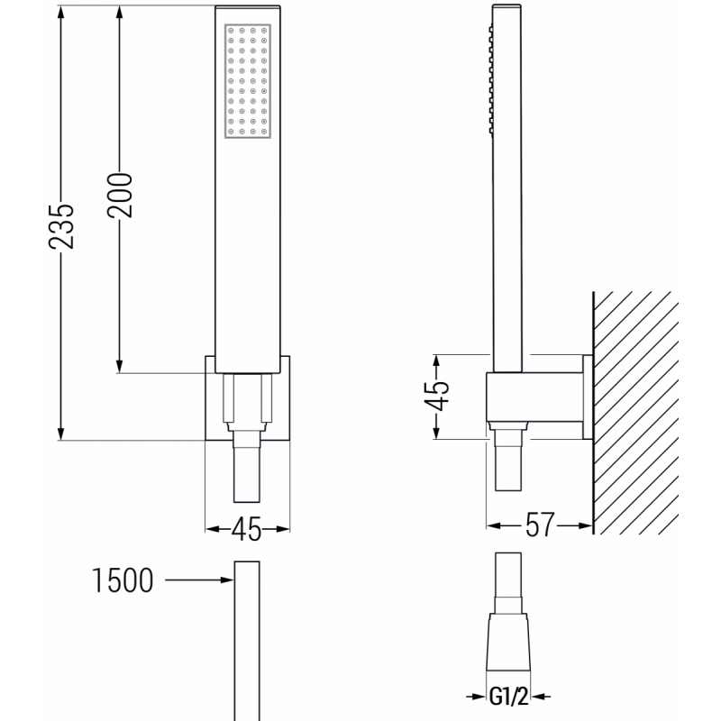 Mexen Zero R02 комплект за вана, черен - 71113R02-70
