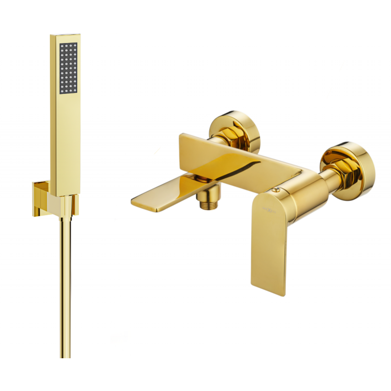 Mexen Zero R02 смесител за вана с душ комплект, златен - 7113R02-50
