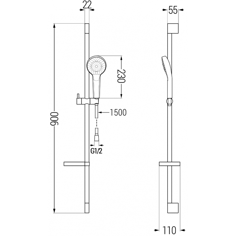 Mexen Royo DF05 Душ комплект, черен - 72204DF05-70