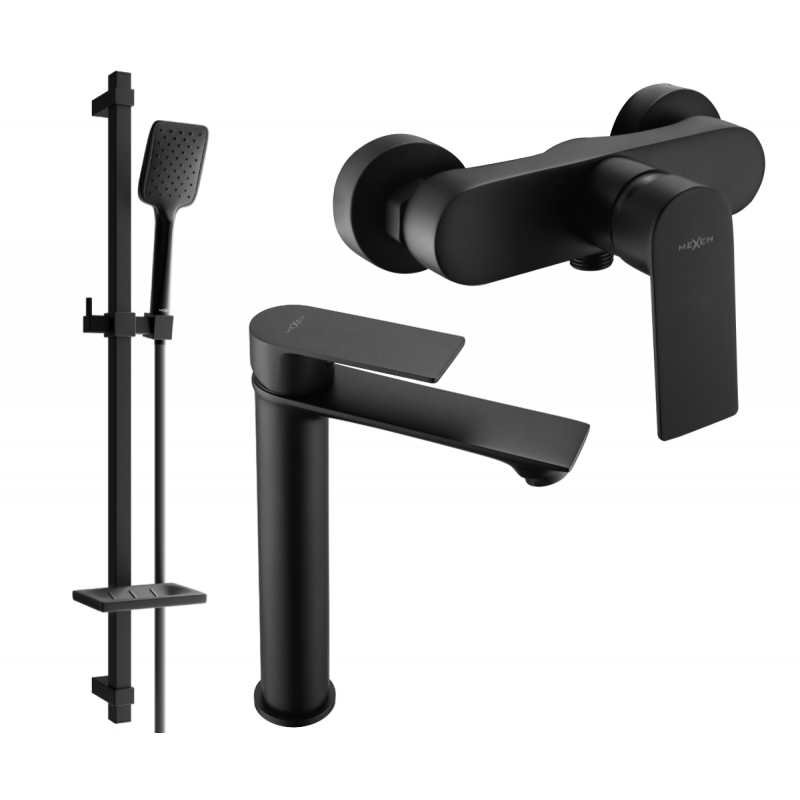 Mexen Royo DQ62 душ комплект, черен - 72214DQ62-70