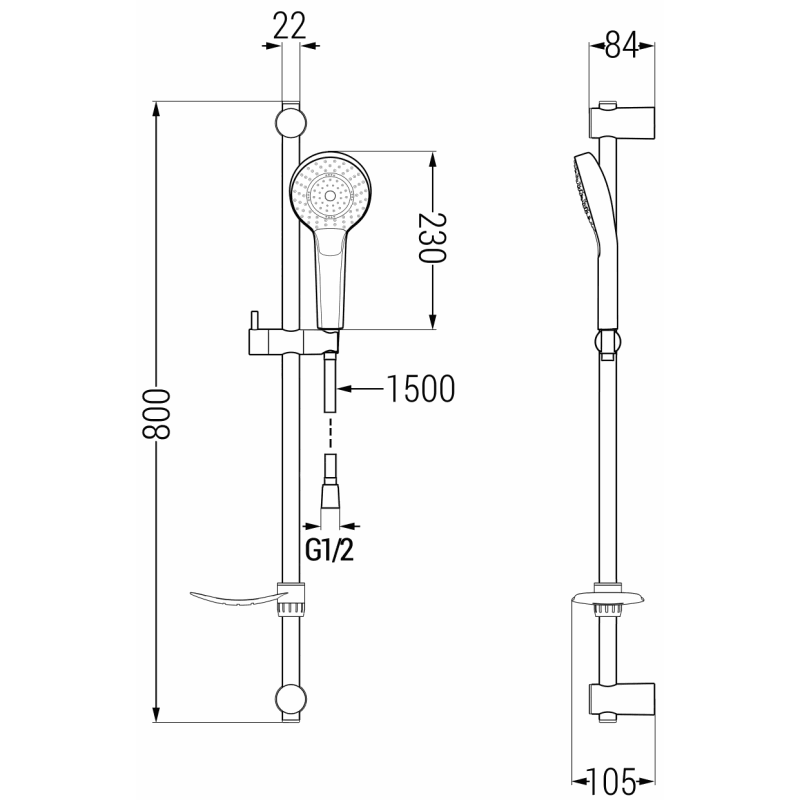Mexen Fabia DF05 комплект за душ, черен - 746504DF05-70