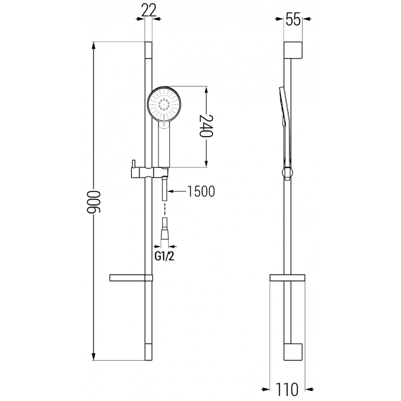 Mexen Alexa DS40 комплект за душ, черен - 71204DS40-70